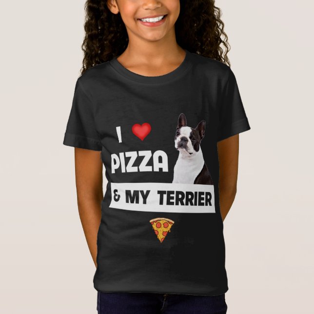 Camiseta Me encanta la pizza y mi perro de Boston Pepperoni (Anverso)