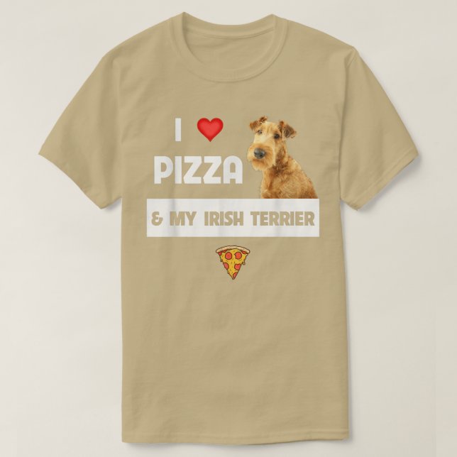 Camiseta Me Encanta La Pizza Y Mi Perro Irlandés Pepperoni (Diseño del anverso)