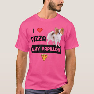 Camiseta Me Encanta La Pizza Y Mi Queso Papillón Perro 