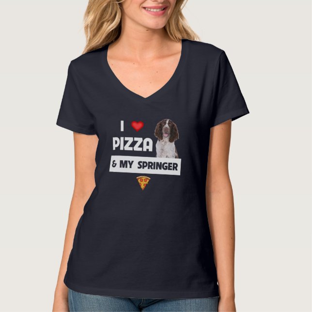 Camiseta Me Encanta La Pizza Y Mis Pepperoni Perro Español  (Anverso)