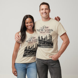 Camiseta Me encanta la silueta de Nueva York de noche