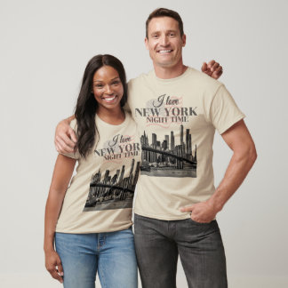 Camiseta Me encanta la silueta de Nueva York de noche