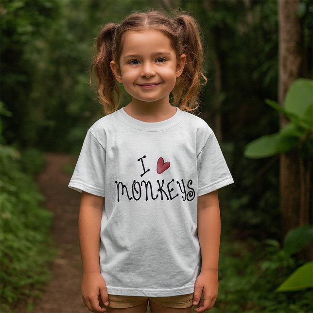 Camiseta Me encanta la tipografía manuscrita de monos (Subido por el creador)
