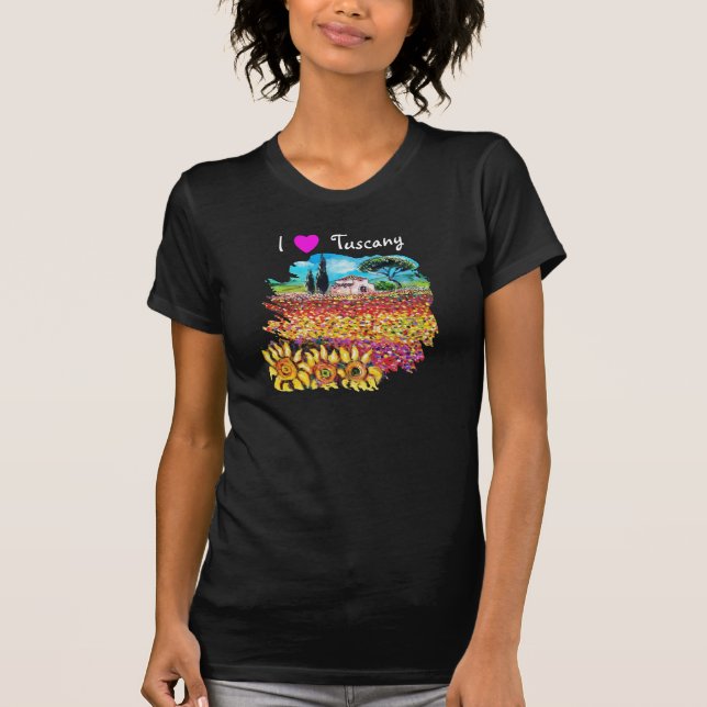 CAMISETA ME ENCANTA LA TOSCANA Y LAS FLORES (Anverso)