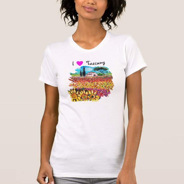 CAMISETA ME ENCANTA LA TOSCANA Y LAS FLORES (Anverso)