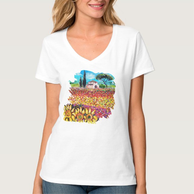 CAMISETA ME ENCANTA LA TOSCANA Y LAS FLORES (Anverso)