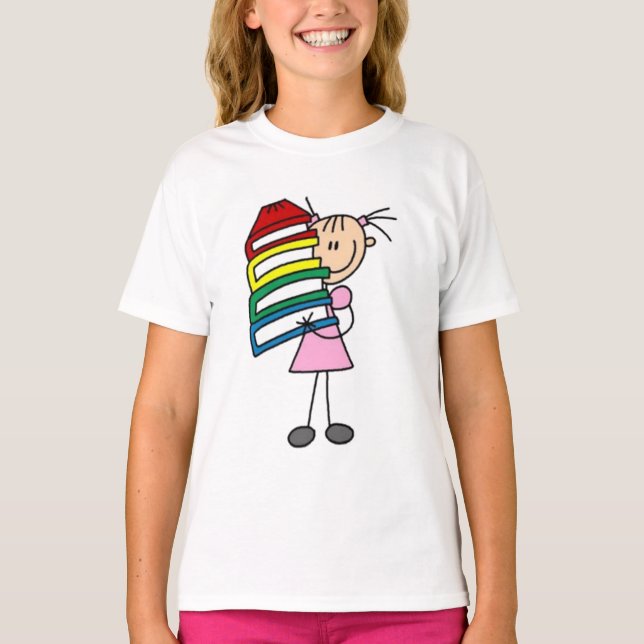 Camiseta Me Encanta Leer A Un Chica De Figura De Palo (Anverso)