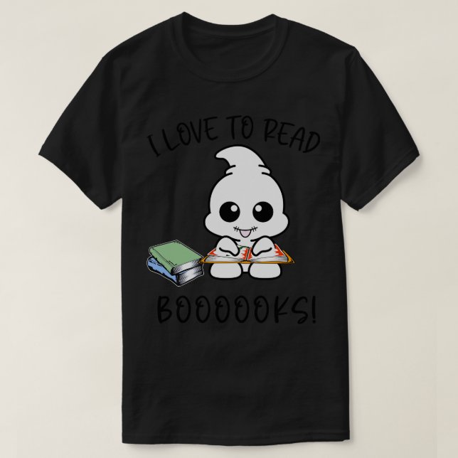 CAMISETA ME ENCANTA LEER LIBROS FUNNY GHOST (Diseño del anverso)