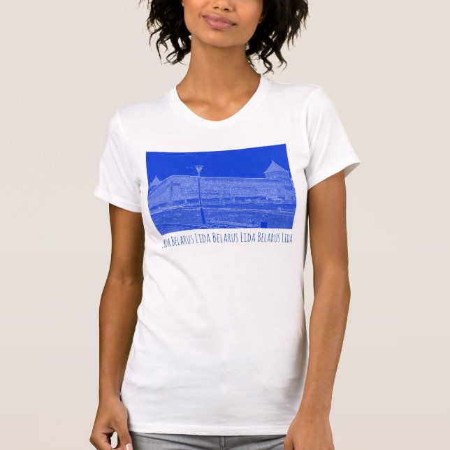 Camiseta Me encanta Lida Belarus Architecture Castle Sketch (Anverso)