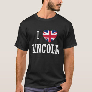 Camiseta Me encanta Lincoln England Unión Jack Flag Heart E