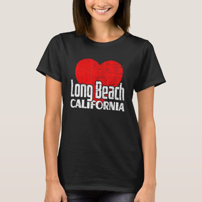 Camiseta Me encanta Long Beach California Retro Big Heart V (Anverso)