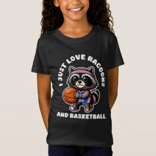 Camiseta Me encanta los mapaches y el baloncesto amante del