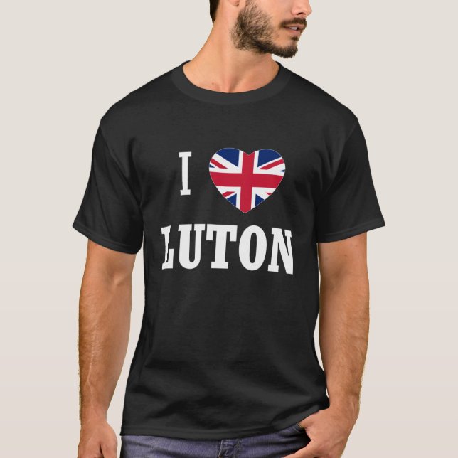 Camiseta Me encanta Luton England Union Jack Flag Heart Eng (Anverso)