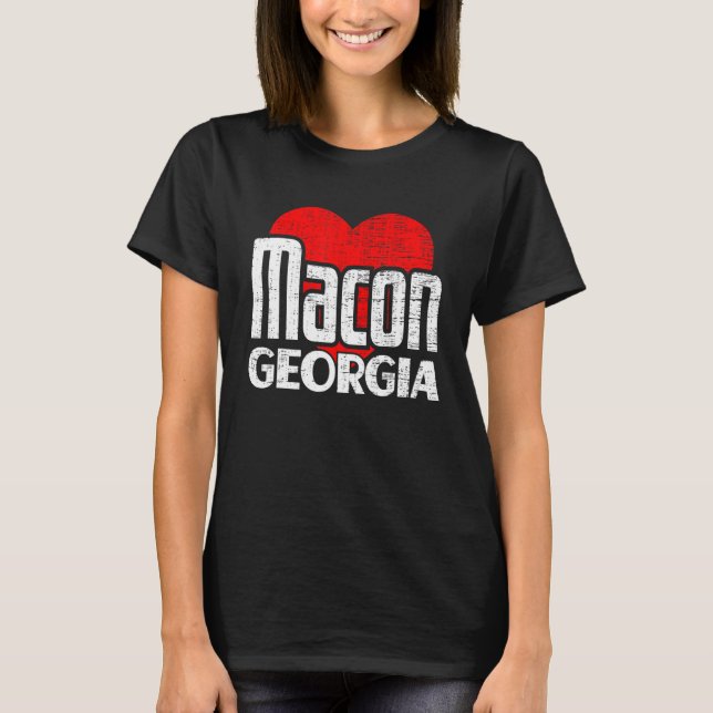Camiseta Me encanta Macon Georgia Retro Big Heart Macon Vac (Anverso)