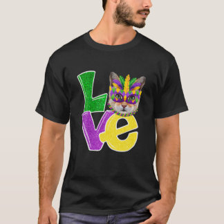 Camiseta Me encanta Mardi Gras Costume Cat Kitten Gracioso 