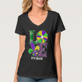 Camiseta Me encanta Mardi Gras Maestra Leopardo de quinto g