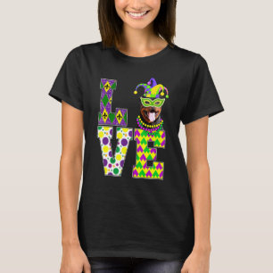 Camiseta Me encanta Mardi Gras Rottweiler Dog Funny Mask Fe