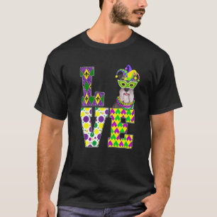 Camiseta Me encanta Mardi Gras Schnauzer Dog Funny Mask Fes