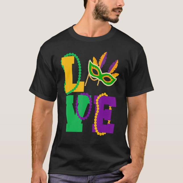 Camiseta Me encanta Mardi Gras Tee Mardi Gras Mask Fiesta C (Anverso)