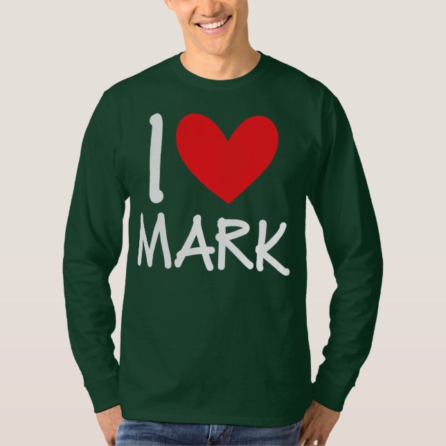 Camiseta Me encanta Mark Name Hombres Personalizados Guy BF (Anverso)
