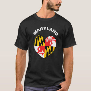 Camiseta Me encanta Maryland MD Estado de bandera Heart Bal