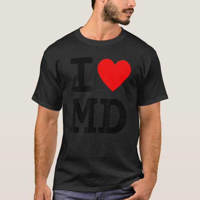 Camiseta Me encanta Maryland MD Estado de bandera Heart Bal (Anverso)