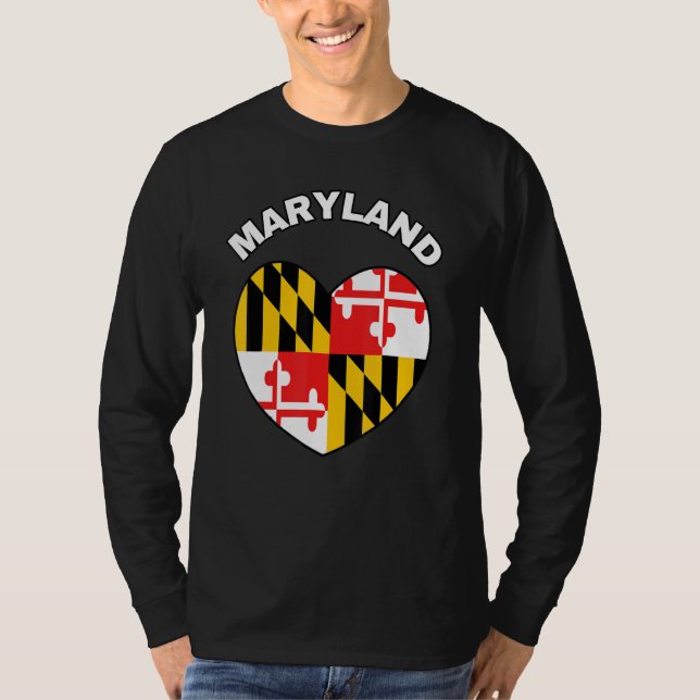 Camiseta Me encanta Maryland MD Estado de bandera Heart Bal (Anverso)