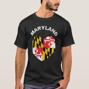 Camiseta Me encanta Maryland MD Estado de bandera Heart Bal