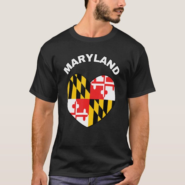 Camiseta Me encanta Maryland MD Estado de bandera Heart Bal (Anverso)