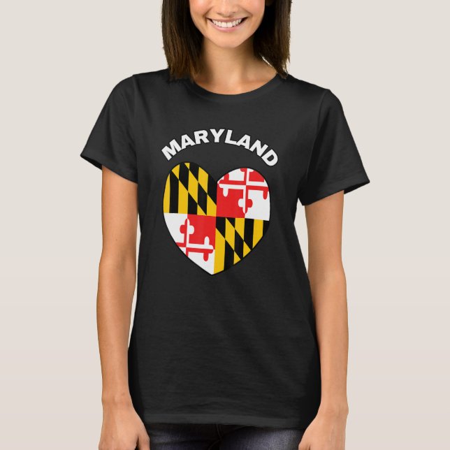 Camiseta Me encanta Maryland MD Estado de bandera Heart Bal (Anverso)