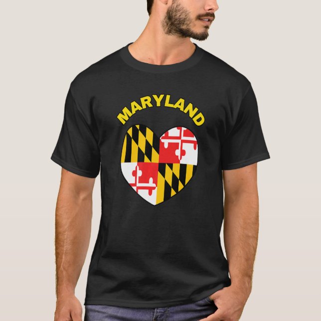 Camiseta Me encanta Maryland MD Estado de bandera Heart Bal (Anverso)