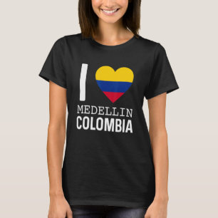 Camiseta Me encanta Medellín Mapa de Bandera de Colombia Or