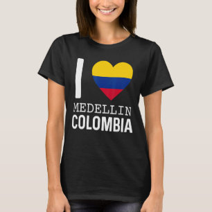 Camiseta Me encanta Medellín Mapa de Bandera de Colombia Or