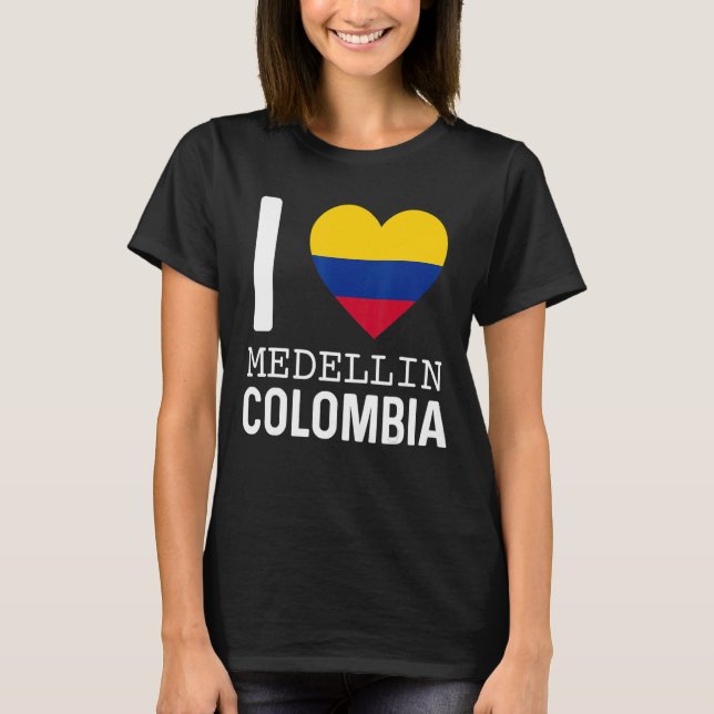 Camiseta Me encanta Medellín Mapa de Bandera de Colombia Or (Anverso)