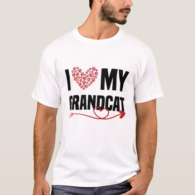 Camiseta Me encanta mi abuelo Heart Paw Cat Amantes (Anverso)