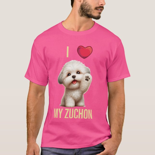 Camiseta Me encanta mi adorable perro cachorro de Zuchon (Anverso)