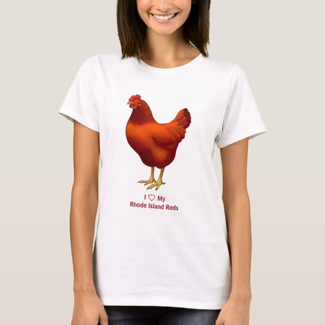 Camiseta Me encanta mi agricultor de pollo rojo de la isla  (Anverso)