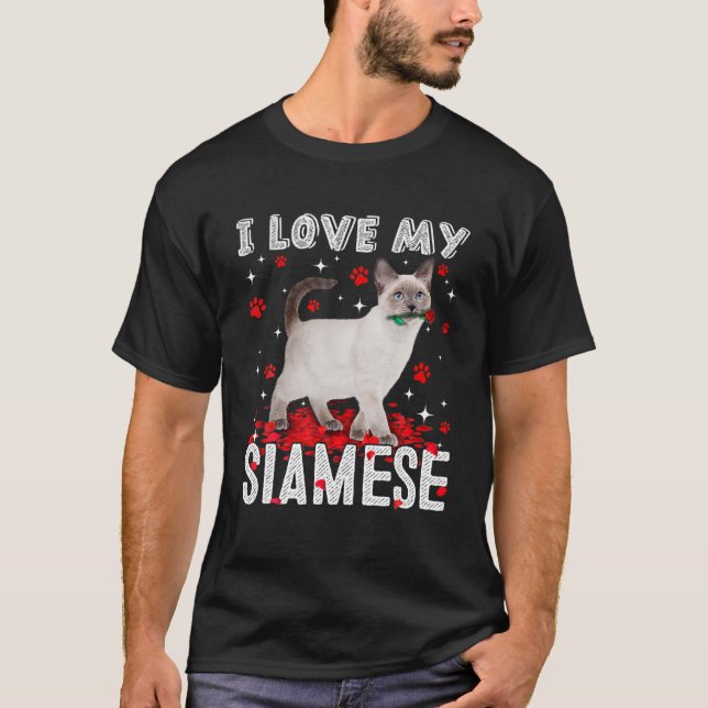 Camiseta Me encanta mi amante siamés de San Valentín (Anverso)