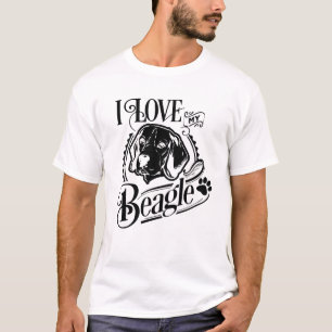 Camiseta Me encanta mi beagle blanco negro
