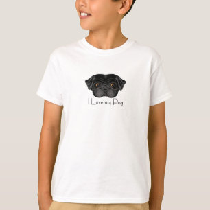 Camiseta Me encanta mi Black Pug Cute Black Pug y la cita d