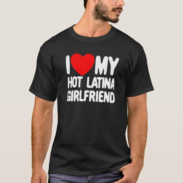 Camiseta Me encanta mi caliente Latina Girlfriend Red Heart (Anverso)