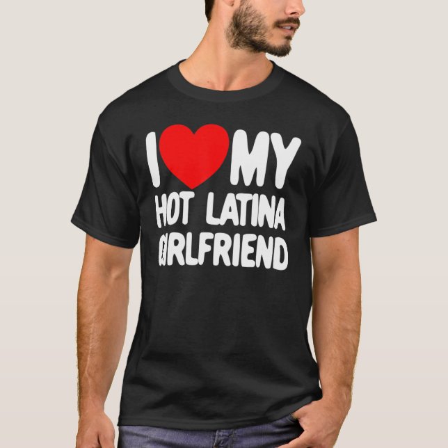 Camiseta Me encanta mi caliente Latina Girlfriend Red Heart (Anverso)