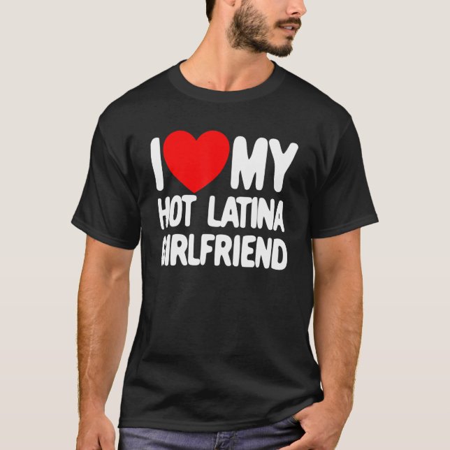 Camiseta Me encanta mi caliente Latina Girlfriend Red Heart (Anverso)