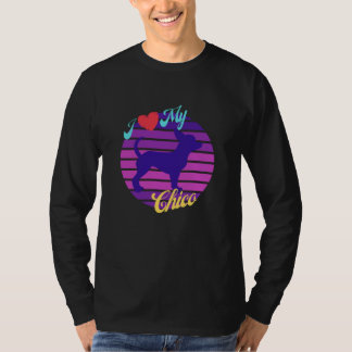 Camiseta Me encanta mi Chico Chihuahua Perro Retro Sunset