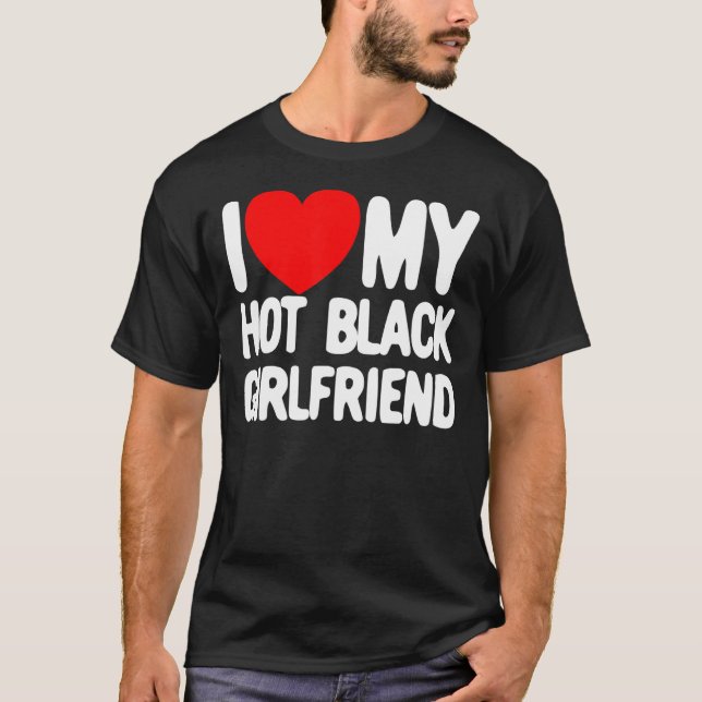 Camiseta Me Encanta Mi Corazón Rojo De Novia Negra Caliente (Anverso)