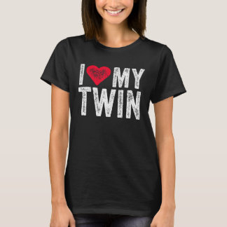 Camiseta Me Encanta Mi Corazón Rojo Gemelo Angustiado Retro