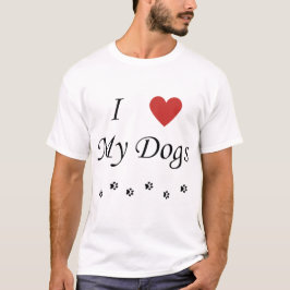 Camiseta Me Encanta Mi Corazón Y Texto De Perros