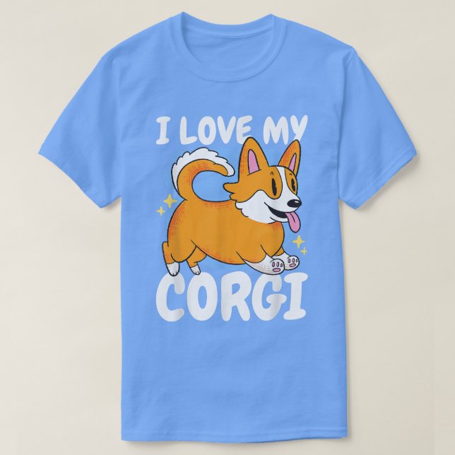 Camiseta Me encanta mi Corgi con un perro (Diseño del anverso)