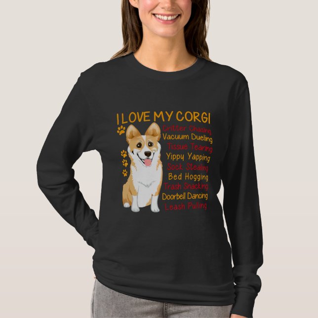Camiseta Me Encanta Mi Corgi Funny Perro Mamá Papá Mascota (Anverso)