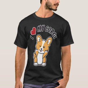 Camiseta Me encanta mi Corgi Winpy Dog con un corazón grand